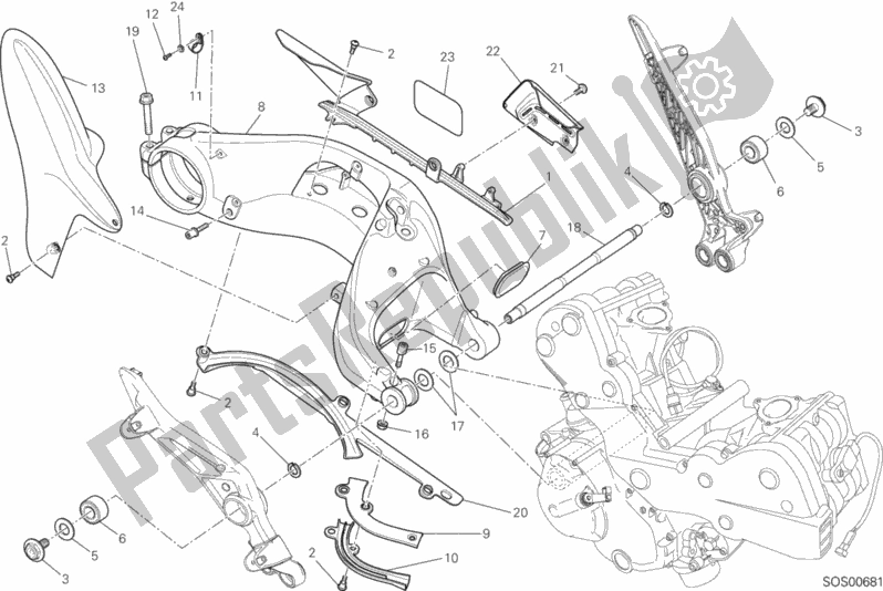 Alle onderdelen voor de 28a - Forcellone Posteriore van de Ducati Hypermotard 939 2017